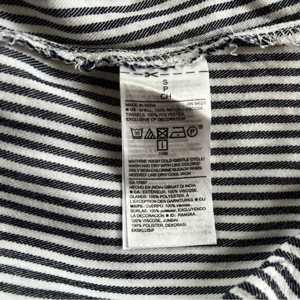 Old Navy, Stripped Dress, navy blue and white, embroidered sleeves. Size S - Picture 3 of 7